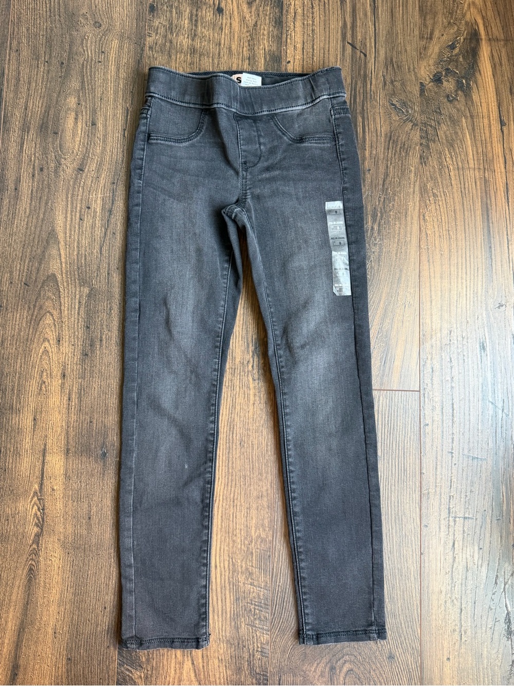 SO Girls Skinny Pull On Jeans Sz 8 Washed Black Denim Jeggings Stretch 0098